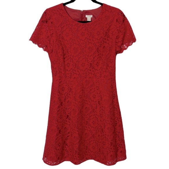 J. Crew Dresses & Skirts - J. Crew Red Lace Mini short sleeve dress women’s size 4